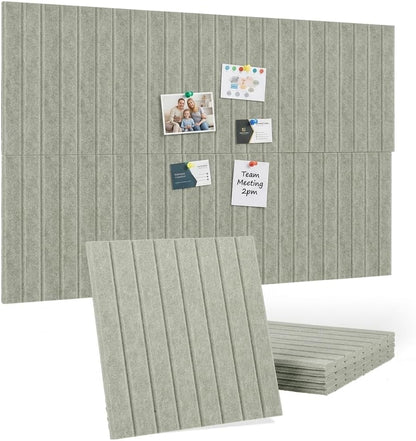 Large Splicing Felt Bulletin Board Cork Board Alternative 48" x 36" Felt Pin Board for Home Office Classroom Wall Decor Felt Wall Panel with Pushpins Adhesive Tabs(Fine-Stripe 12 Pack, Black)
