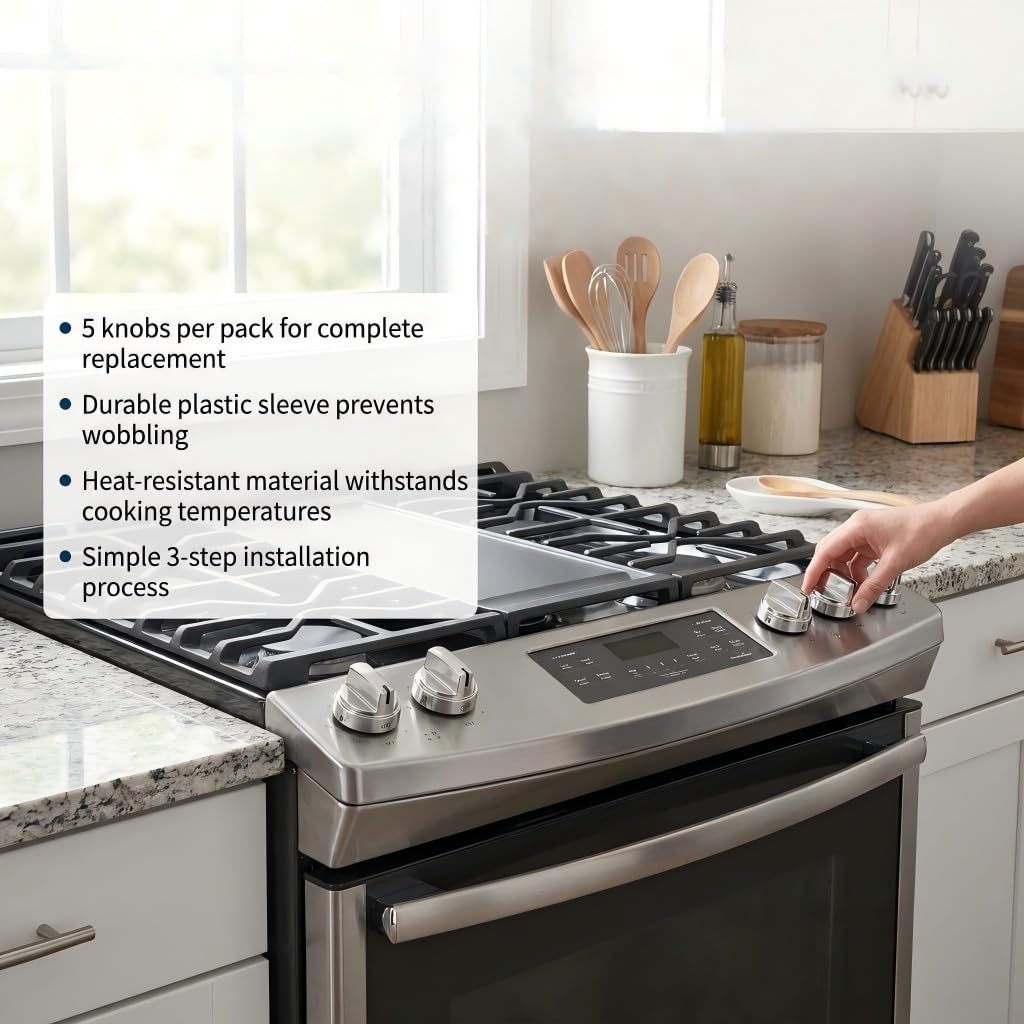 WB03X24818 Gas Stove Knobs Replace for GE Stainless Steel Stove Gas Range Compatible with JGB6, JGB7, JGB8, JGBS Series PS11729081 AP5989029 (Silvery-10 Pack)