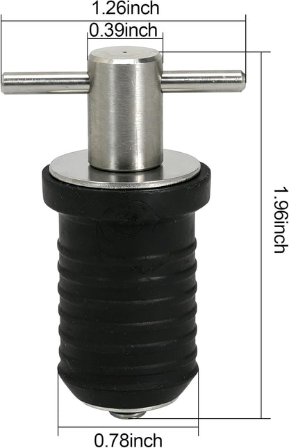 2 Pcs Boat Drain Plug With T Handle - Snap Rubber Plugs With Brass/Stainless Steel Handle - Marine Twist Accessories