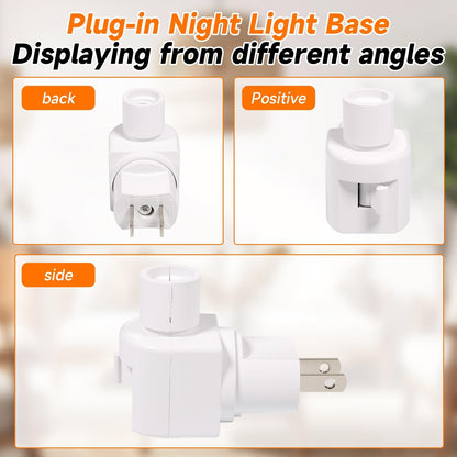 Plug-in Night Light Base and Module with ON and Off Switch, 360° Rotating Swivel Plug, Metal Clip for DIY Bubble Light Crafts (10PCS)