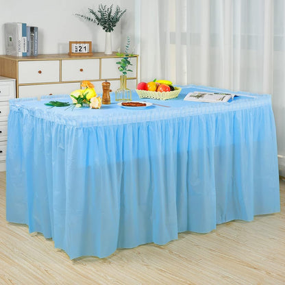 Frtzal 5 Pack Plastic Table Skirts & Cloths - Rectangle Tables, 54" x 108", Blue, Party, Birthday, Baby Shower