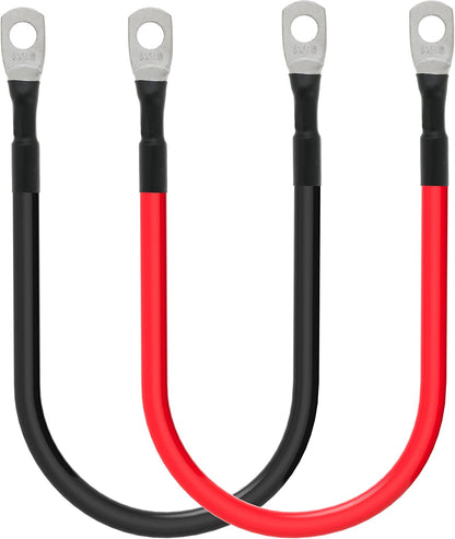 6 AWG Battery Cables 6 Gauge Battery Power Inverter Cable with 5/16 Inch Tinned Copper Lugs Both Ends for Solar Marine Boat RV Car Motorcycle 2 pcs (9 in)