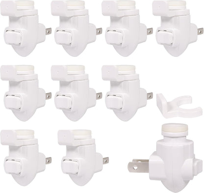 Plug in Night Light Module Base Socket with ON/Off Switch with Shade Mounting Clip for Decoration for Your Night Light (20Pack)