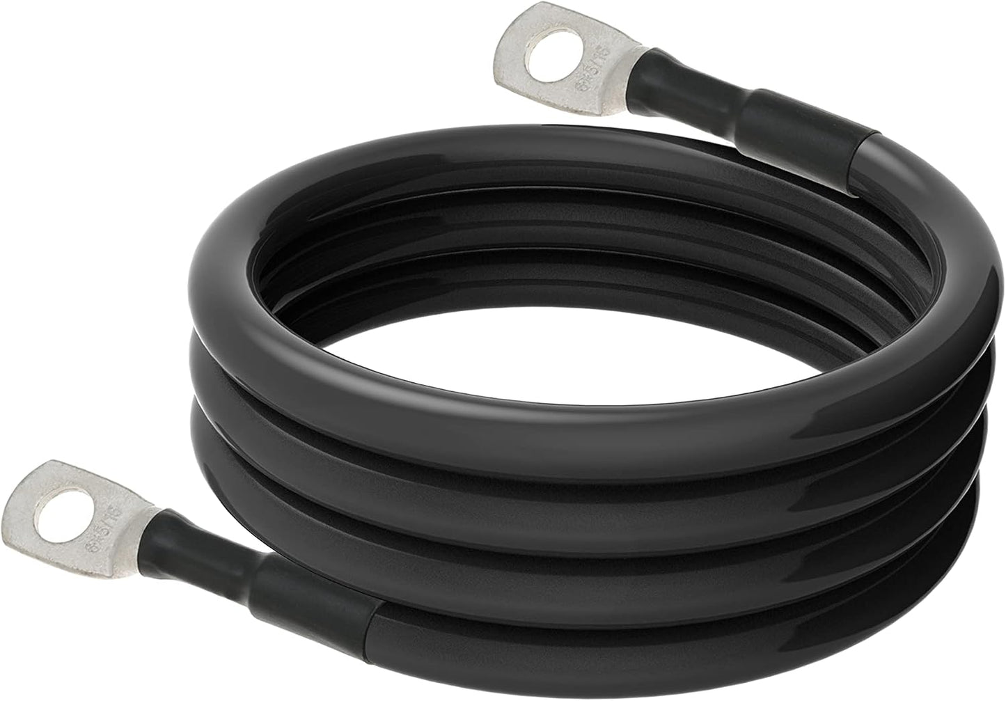 6 AWG Battery Cables 6 Gauge Battery Power Inverter Cable with 5/16 Inch Tinned Copper Lugs Both Ends for Solar Marine Boat RV Car Motorcycle 2 pcs (3FT)