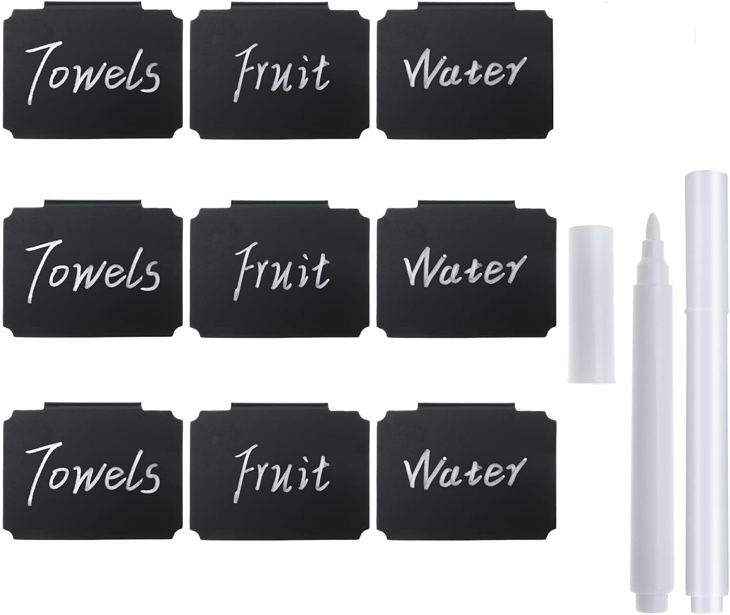 10 Plastic Basket Bin Label Clip on Removable Kitchen Pantry Label Clip with White Chalk Markers for Storage Bin Box Hanging Bin Clip Label (10)
