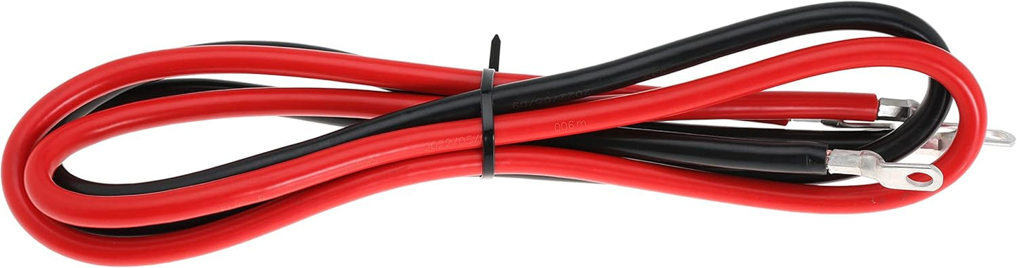 2 AWG Battery Cable 2AWG Gauge Battery Inverter Cables with 3/8 in Lugs Pure Copper Power Inverter Wire Set for Solar Marine Boat RV Car Motorcycle 2pcs (5FT)