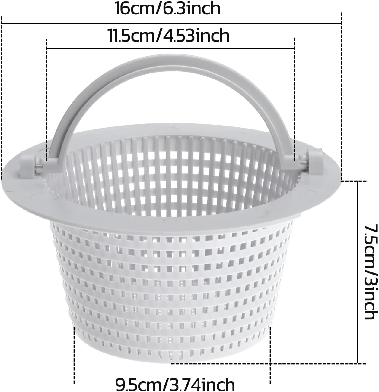 6" Above Ground Pool Skimmer Basket Thru-Wall Strainer Basket Filter Basket with Handle to Clean Leaves and Debris (1)