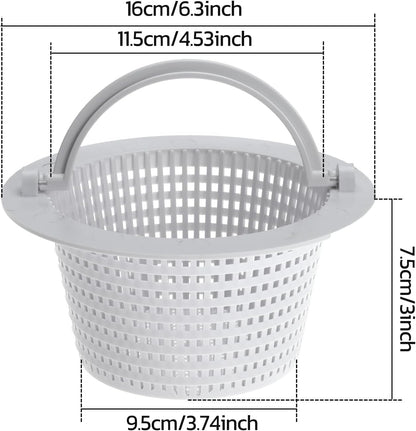 6" Above Ground Pool Skimmer Basket Thru-Wall Strainer Basket Filter Basket with Handle to Clean Leaves and Debris (1)