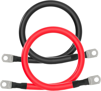 1/0 AWG Gauge Battery Cable Power Inverter Cables with 3/8 Inch lugs for Solar Marine RV Car Truck Tractor Motorcycle 2pcs (1FT)