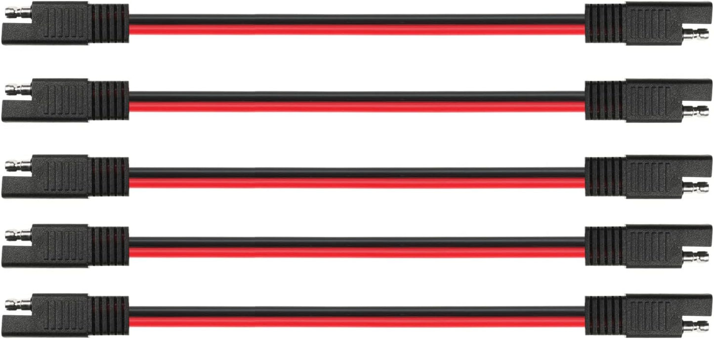 12 AWG SAE to SAE Extension Cable 12 Gauge 2-Pin SAE Connector Extension Cord with Dual Head Plug for Solar Panel Automotive Car Motorcycle 12in