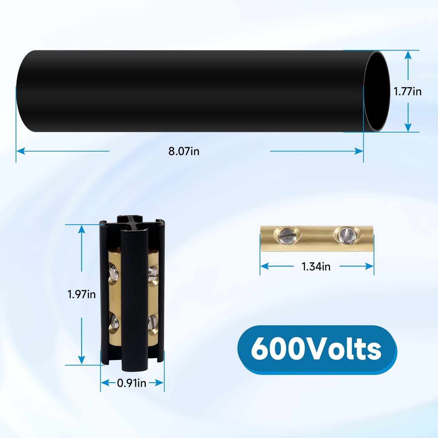 Underground Wire Splice Kit Suit for 14/3 to 8/3 Direct Burial UF Electrical Cable - 600V Max with Heat Shrink Tube and Connector, 2 Set
