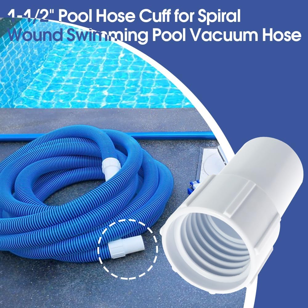 1-1/2" Threaded Pool Hose Cuff Swimming Pool Vacuum Hose Replacement Cuff Spiral Wound Vacuum Hose Repair Hose Ends (2)