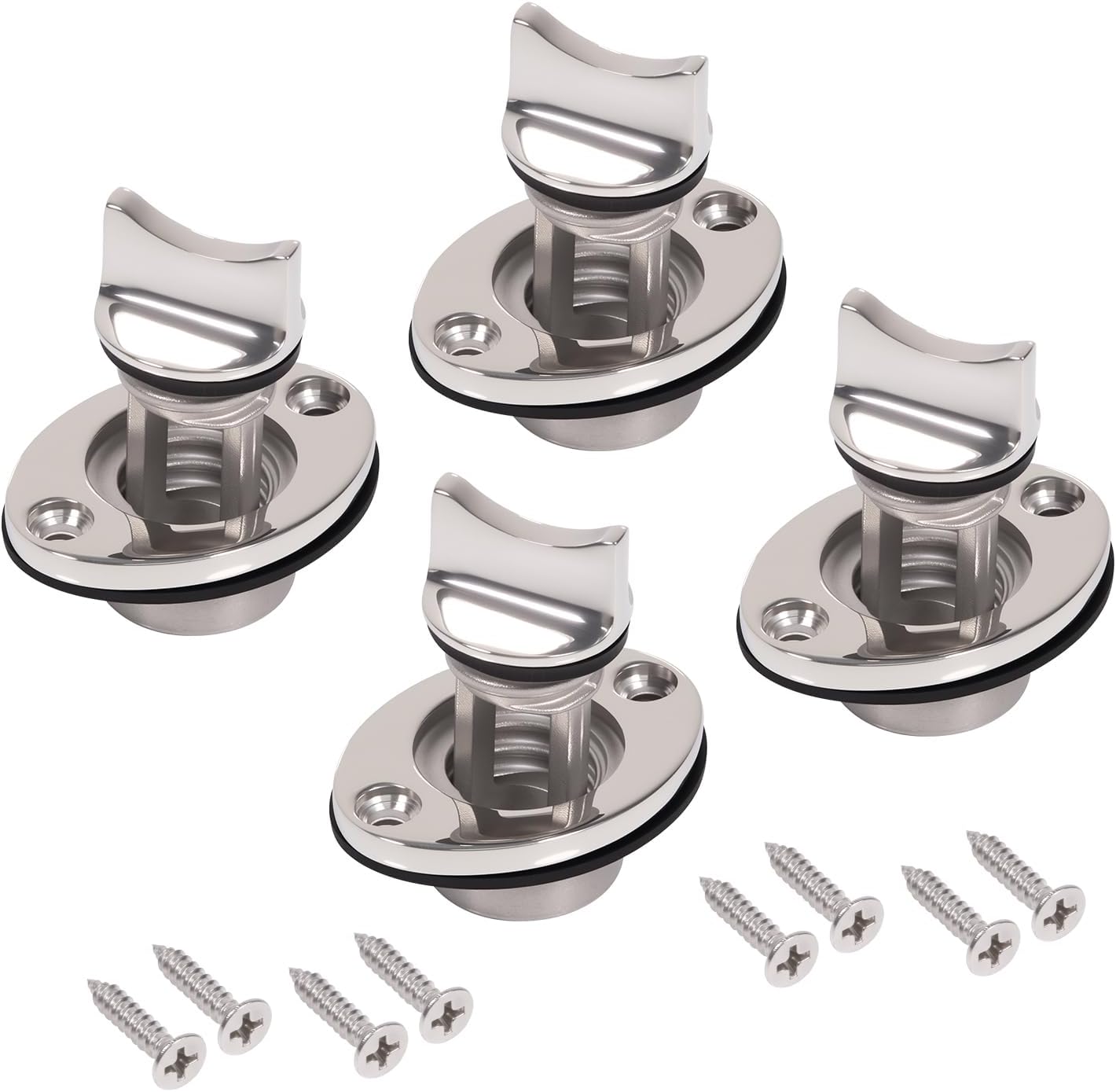 Stainless Steel Boat Drain Plug Oval Garboard Transom Marine Plugs Fit for 1" Hole,Thread for 3/4", with Screws and Waterproof O-Ring