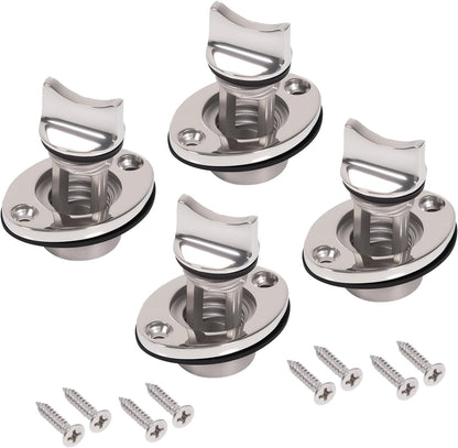 Stainless Steel Boat Drain Plug Oval Garboard Transom Marine Plugs Fit for 1" Hole,Thread for 3/4", with Screws and Waterproof O-Ring