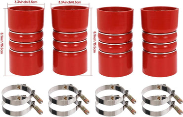 Silicone Charge Air Cooler Hump Hose Boot Set 3" X 6" with T Bolt Clamp Red 4PCS