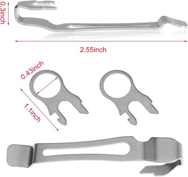 Quick-Release Pocket Clips + Lanyard Ring Set Stainless Steel Quick Release Multi-Tool Pocket Clip (2)
