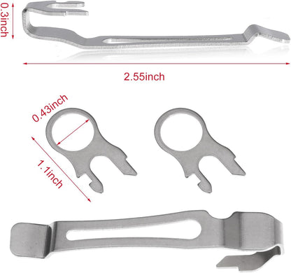 Quick-Release Pocket Clips + Lanyard Ring Set Stainless Steel Quick Release Multi-Tool Pocket Clip (2)