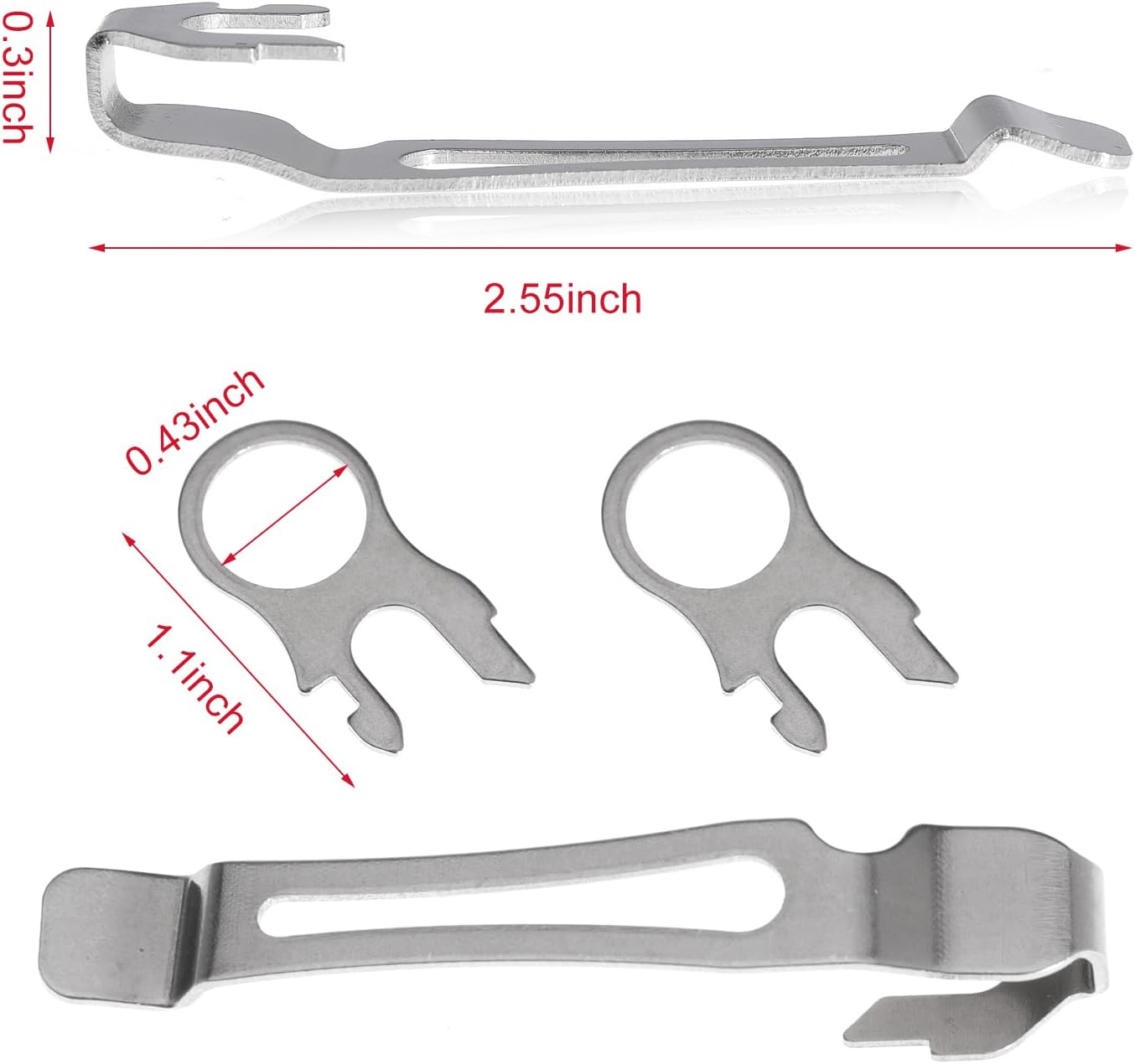 Quick-Release Pocket Clips + Lanyard Ring Set Stainless Steel Quick Release Multi-Tool Pocket Clip (8)