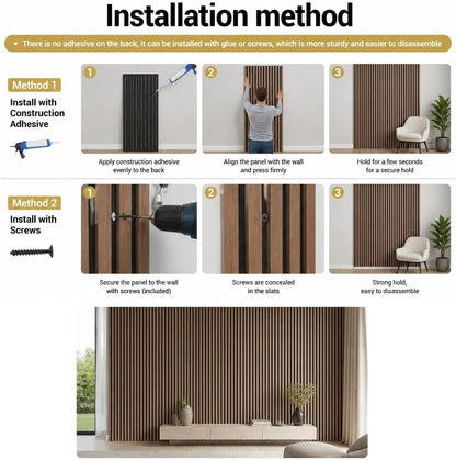 Large Wood Slat Acoustic Panels for Wall Sound Proof Panels for Wall Decor 47.2 x 23.6 x 0.4 Inch Wood Veneer Panels for Bedroom Home Studio Office (Walnut, 5 Pack)