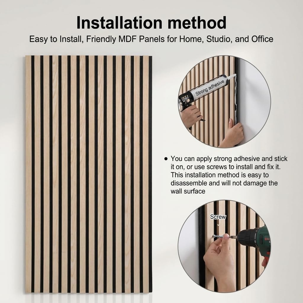 5 Pack Large Acoustic Panels for Wall Decor Sound Proof 47.2 x 23.6 x 0.4 Inch Sound Dampening Panels Wood Veneer Sound Absorbing Wall Panel for Bedroom Home Studio Office (Oak)