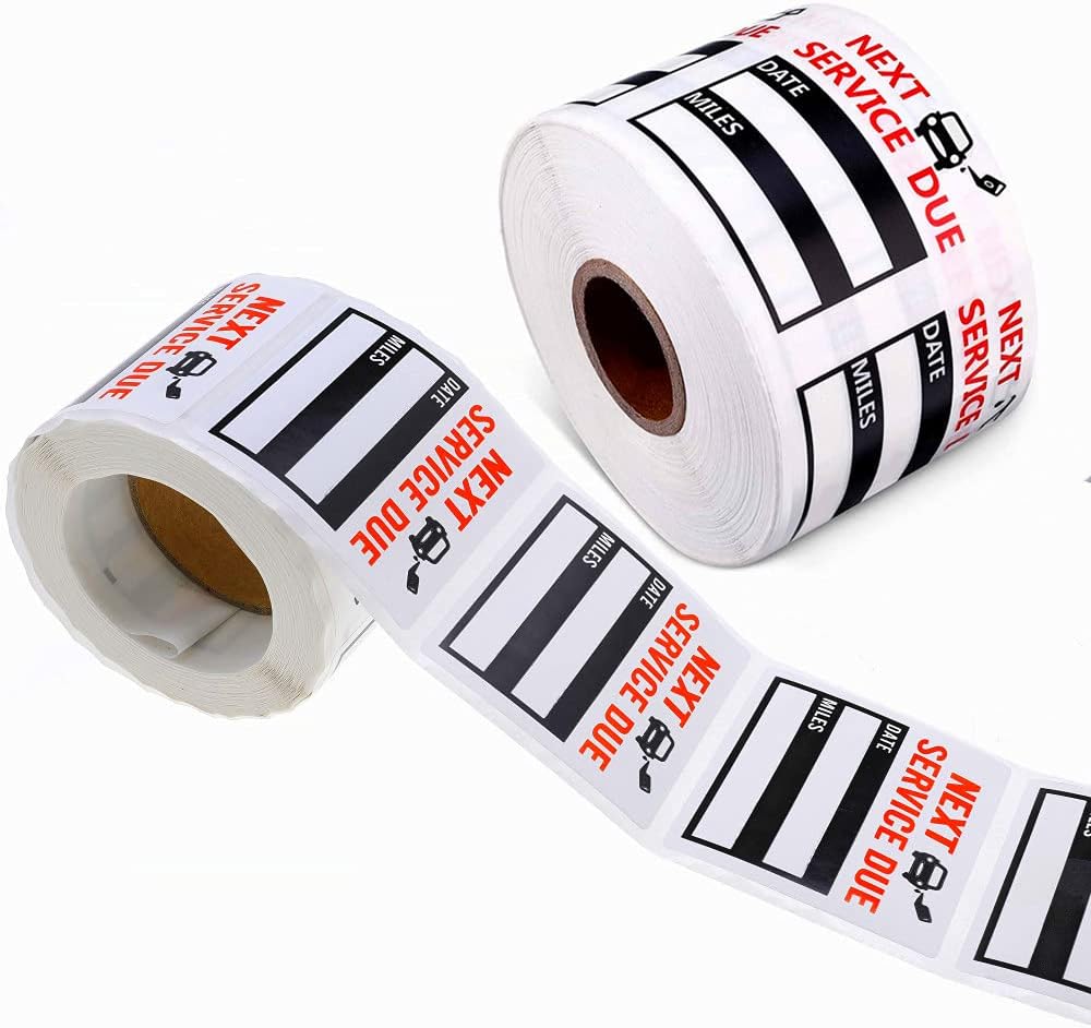 Oil Change Service Reminder Stickers - 300 Pcs 2x2 Black, Next Service Due Roll, Removable Vinyl Peel & Write, No Residue Car Sticker (8)