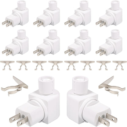 Plug-in Night Light Base and Module with ON and Off Switch, 360° Rotating Swivel Plug, Metal Clip for DIY Bubble Light Crafts (20PCS)
