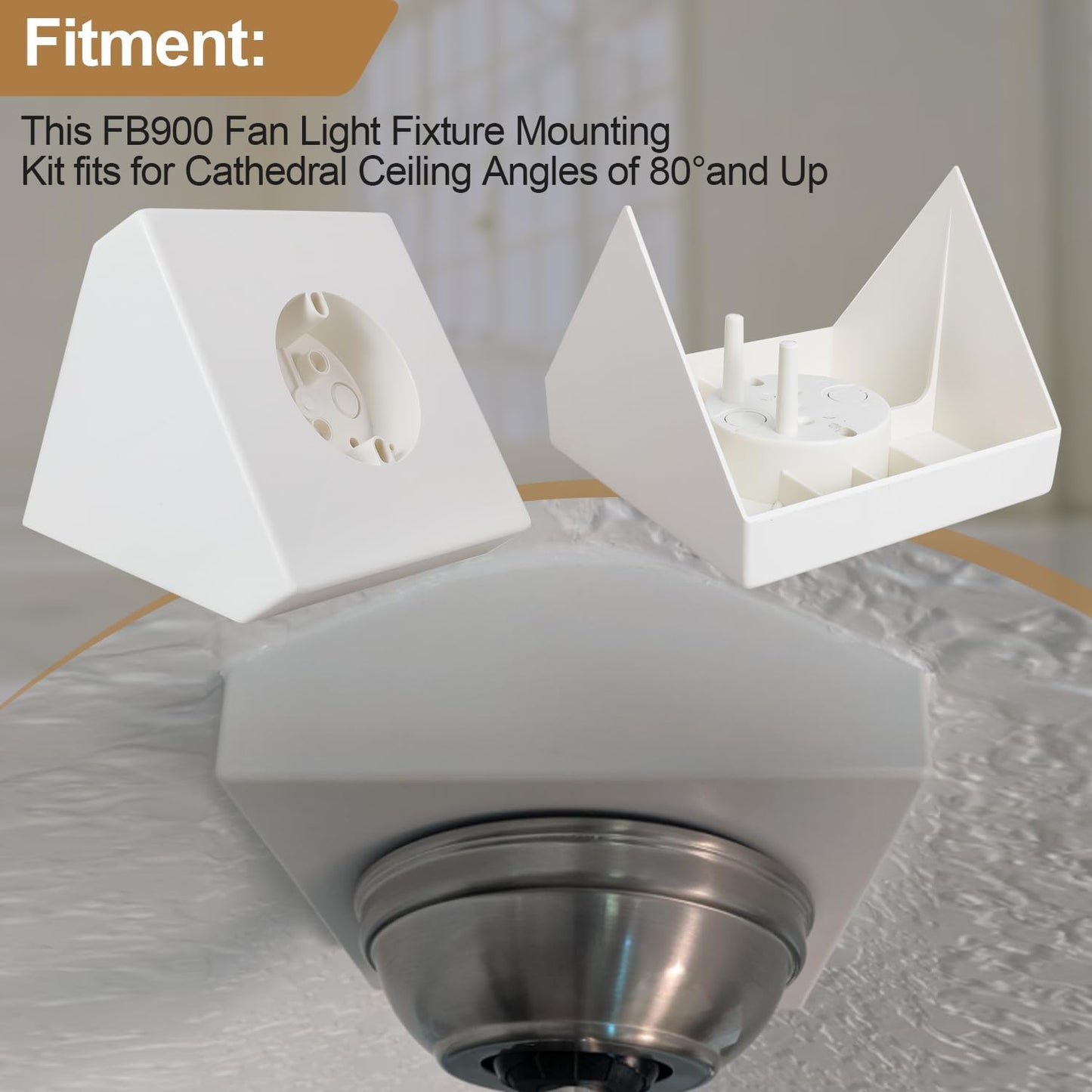 Ceiling Fan Light Fixture Mounting Box Fan Mounting Bracket FB900 Ceiling Fan Angle Mount for Cathedral Ceiling Angles of 80°and Up (2Pack)