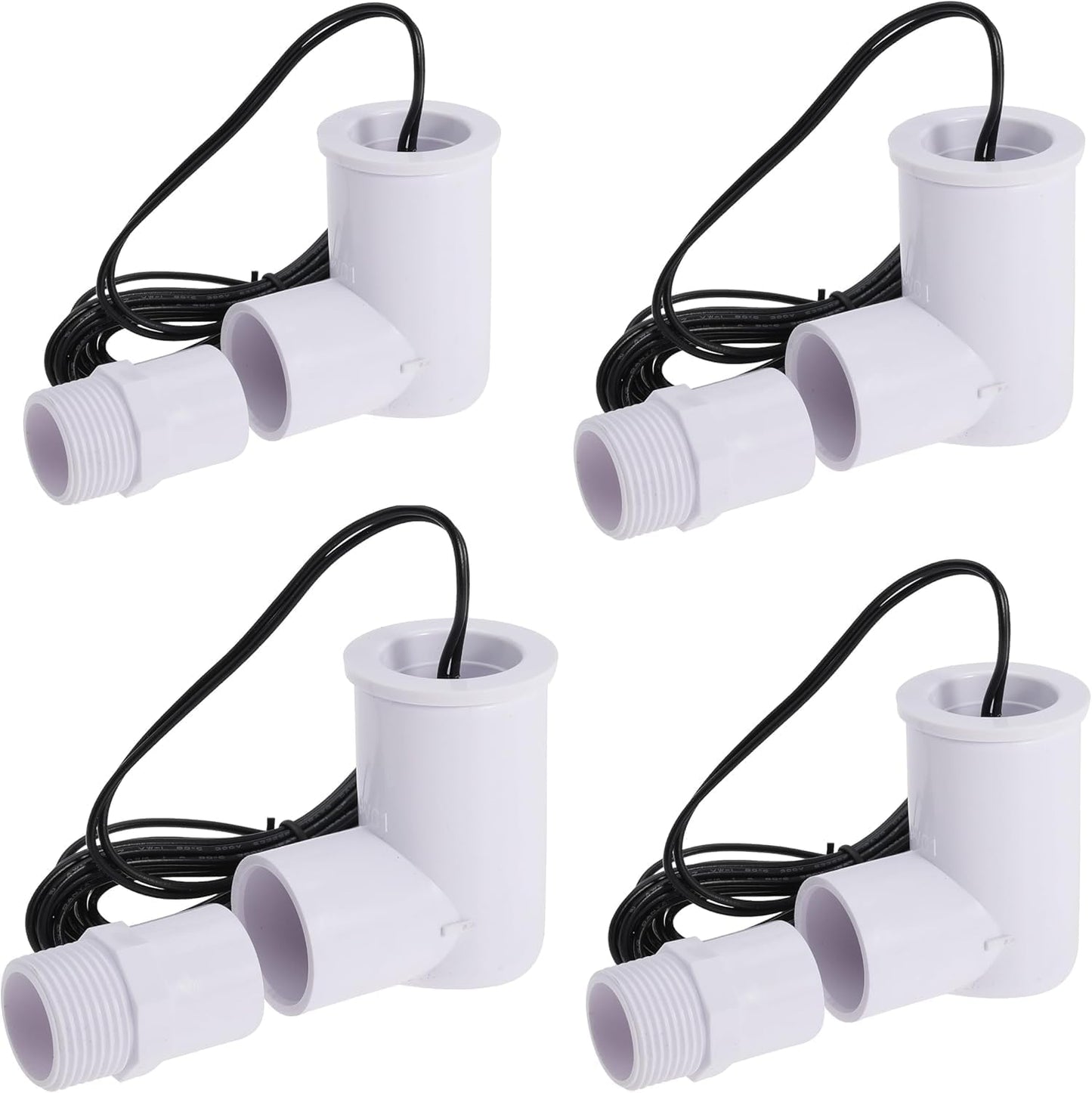 Float Switch SS2 L-Shape with 3/4 Inch Adaptor and 6Ft Wire Water Float Switch for HVAC Drain Pan Condensate Outlet (4Pack)
