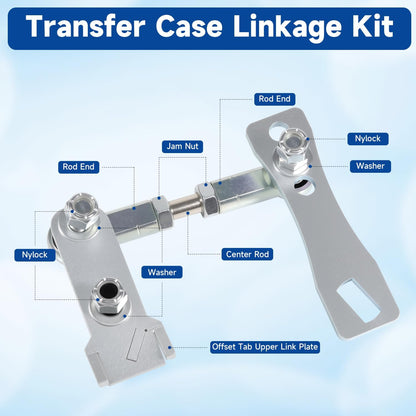 Transfer Case Linkage Kit for Jeep Cherokee XJ & Comanche MJ 1986-2001, Stainless Steel, Includes 'Z' Connecting Rod, Fixes Shifter Clunking & Prompts 4WD Failure