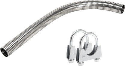 Exhaust Flex Pipe 2.25" ID x 72" L, Exhaust Hose Tubing with 2pc 2.25" Clamps