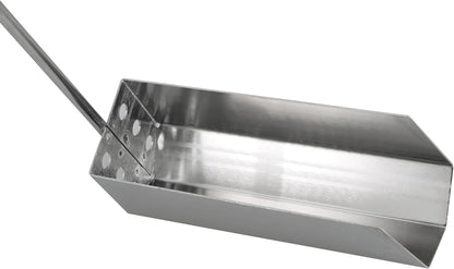 2 PCS Deep Fryer Crumb Scoop, V-Shaped Fryer Strainer Crumb Scoop 750°F Heat-Resistant with Long Handle Drain Holes for Commercial Fryers Oil Filtration and Crumb Cleaning