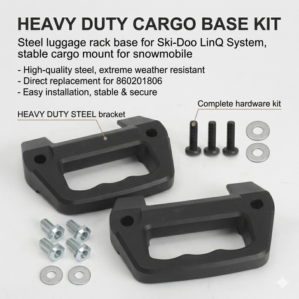 Snowmobile Cargo Base Luggage Rack Base Kit with Hardware for Ski-Doo for LinQ System Replace 860201806 Snowmobile Seat Armrest