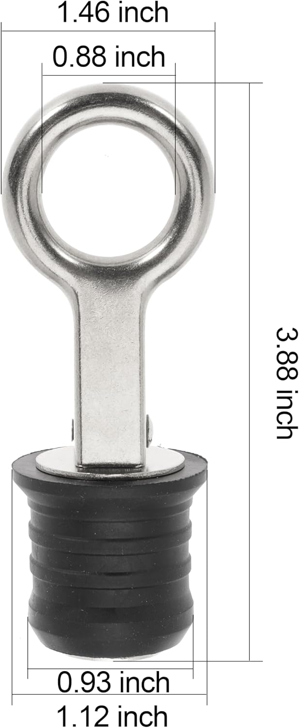 Boat Drain Plug - O-Handle Snap Plug, Brass/Stainless Steel, Rubber