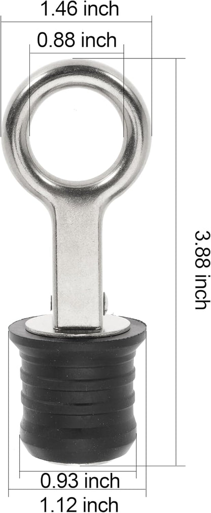Boat Drain Plug - O-Handle Snap Plug, Brass/Stainless Steel, Rubber
