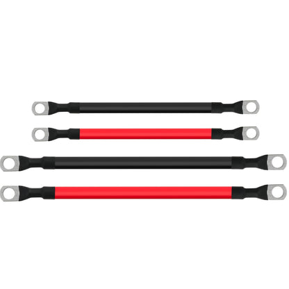 4 AWG Battery Cable 4 Gauge Battery Cables 4AWG Battery Power Inverter Wires Cables with 3/8 inch Lugs for Solar Systems, RVs, Campers, Travel Trailers, Cars (1FT + 9in)