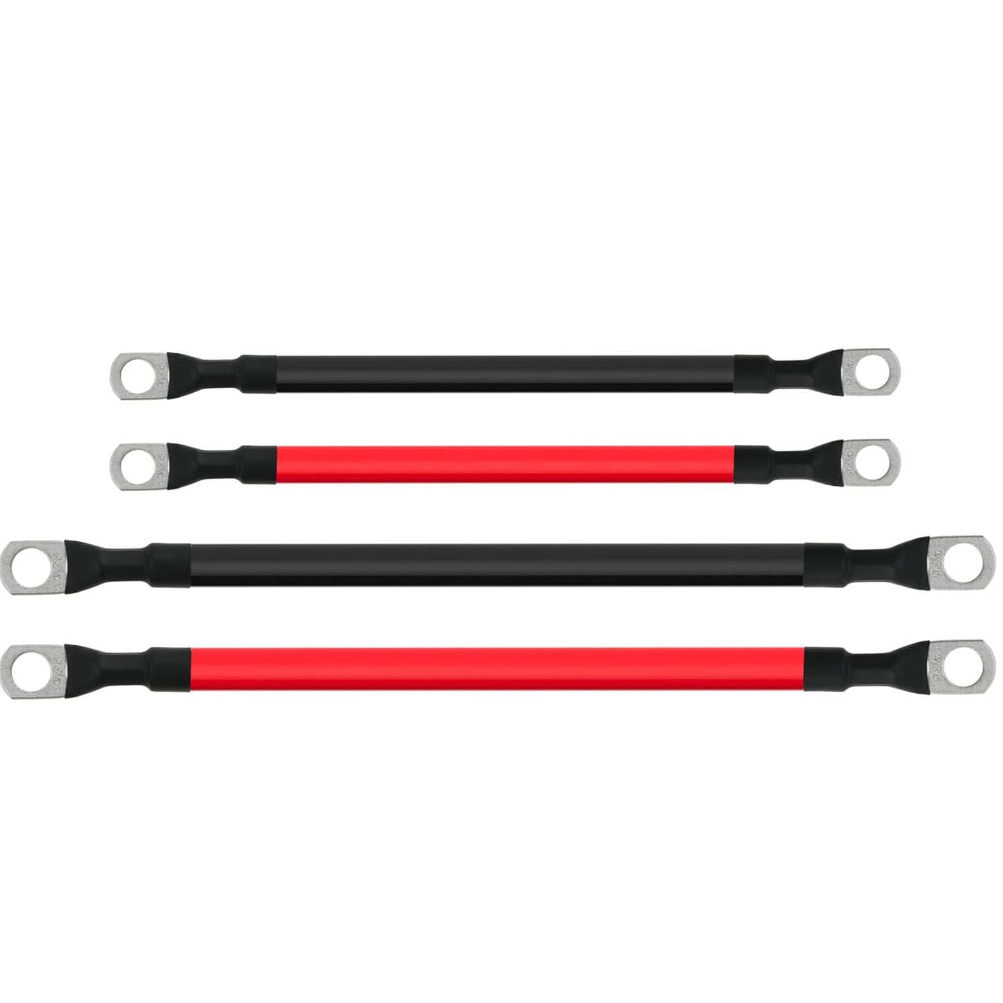 4 AWG Battery Cable 4 Gauge Battery Cables 4AWG Power Inverter Wires Cables with 3/8 inch Lugs for Solar Systems, RVs, Campers, Travel Trailers, Cars (1FT + 6FT)