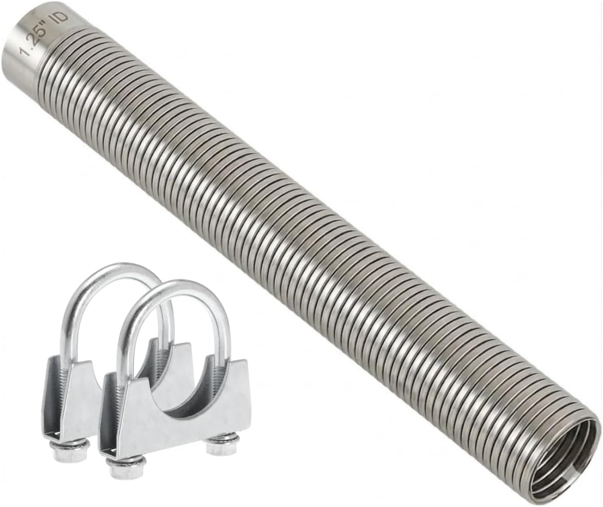 Exhaust Flex Pipe 1.5" ID x 72" L, Exhaust Hose Tubing with 2pc 1.5" Clamps