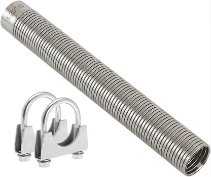 Exhaust Flex Pipe 1.5" ID x 72" L, Exhaust Hose Tubing with 2pc 1.5" Clamps