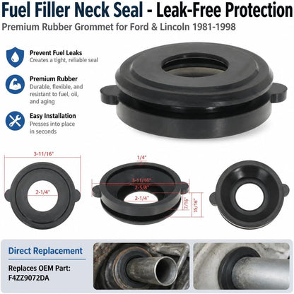 Filler Neck Gasket Fuel Tank Seal Grommet for Ford Mustang Lincoln 1981-1998 Replaces F4ZZ9072DA, 2PC