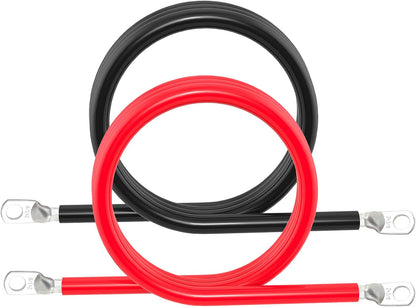2 AWG Battery Cable 2AWG Gauge Battery Inverter Cables with 3/8 in Lugs Pure Copper Power Inverter Wire Set for Solar Marine Boat RV Car Motorcycle 2pcs (2FT)
