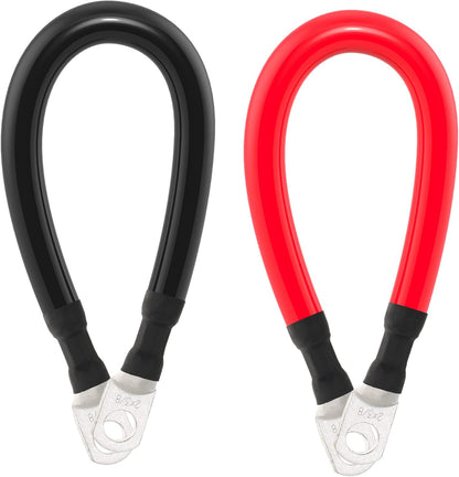 2 AWG Battery Cable 2AWG Gauge Battery Inverter Cables with 3/8 in Lugs Pure Copper Power Inverter Wire Set for Solar Marine Boat RV Car Motorcycle 2pcs (1FT)