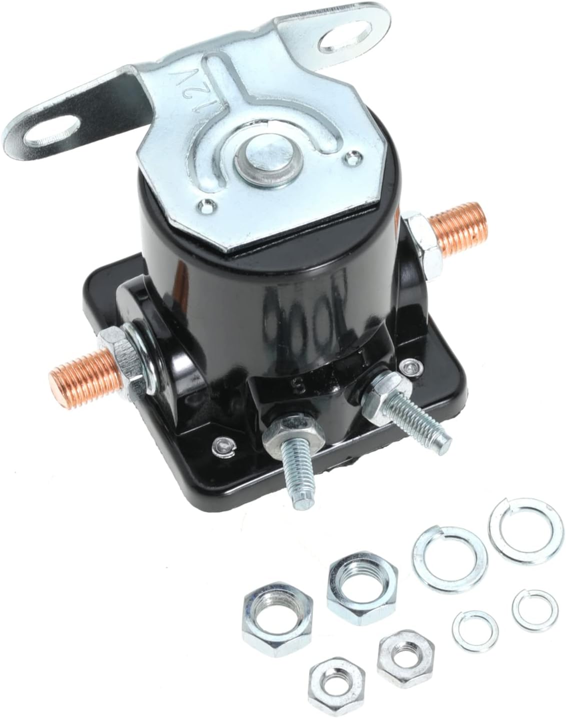 12V Heavy Duty Solenoid For Ford Replace Sw-3 SNL135 B-6A-11450A B6A-11002A B4TZ-11002-A D2AF11450AA 50-430 C6AF C7AF C9AF C3912 SS581T 4 Terminal Hot Rod Starter Relay Solenoid