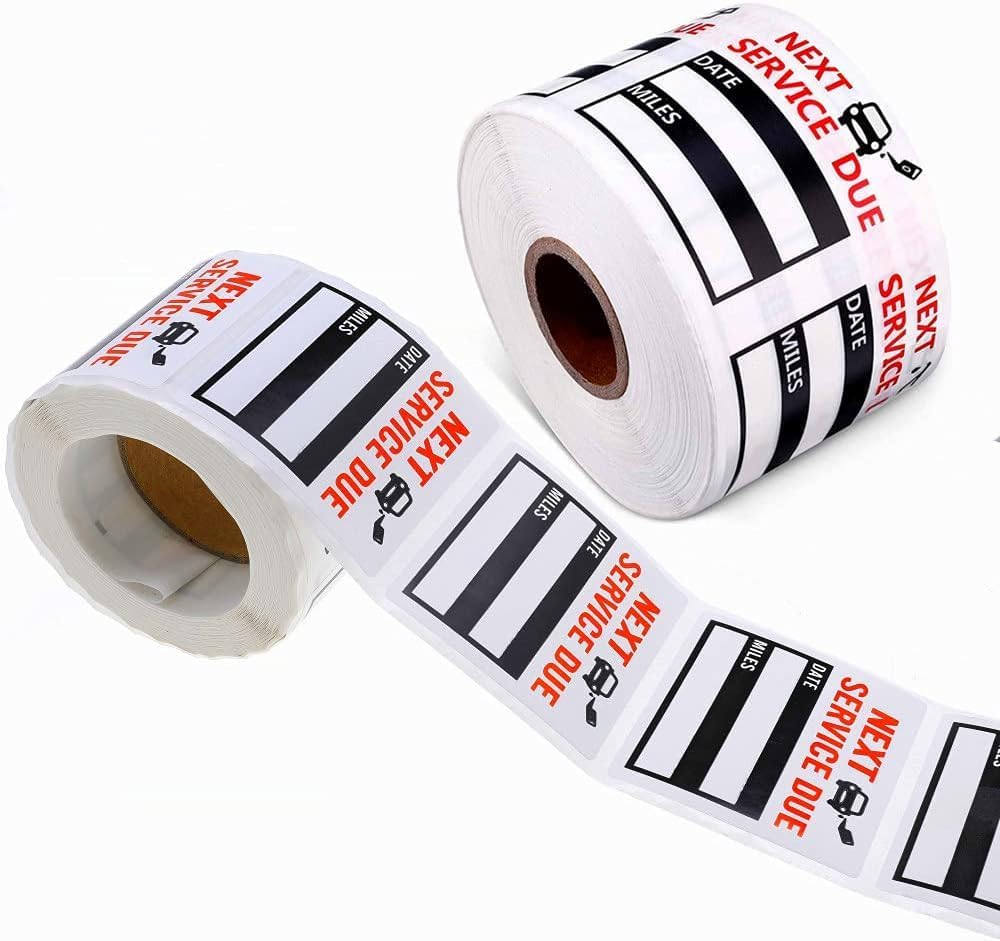 Oil Change Service Reminder Stickers - 300 Pcs 2x2 Black, Next Service Due Roll, Removable Vinyl Peel & Write, No Residue Car Sticker (1)