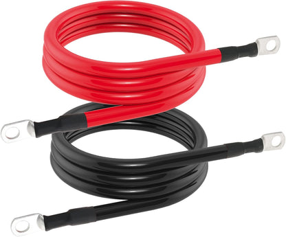 4 AWG Battery Cable 4AWG Gauge Pure Copper Battery Inverter Cables with 3/8 in Lugs Both Ends Power Inverter Wire Set for Automotive Solar Marine Boat RV Car Motorcycle Red and Black (4FT)