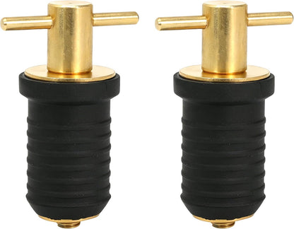 2 Pcs Boat Drain Plug With T Handle - Snap Rubber Plugs With Brass/Stainless Steel Handle - Marine Twist Accessories