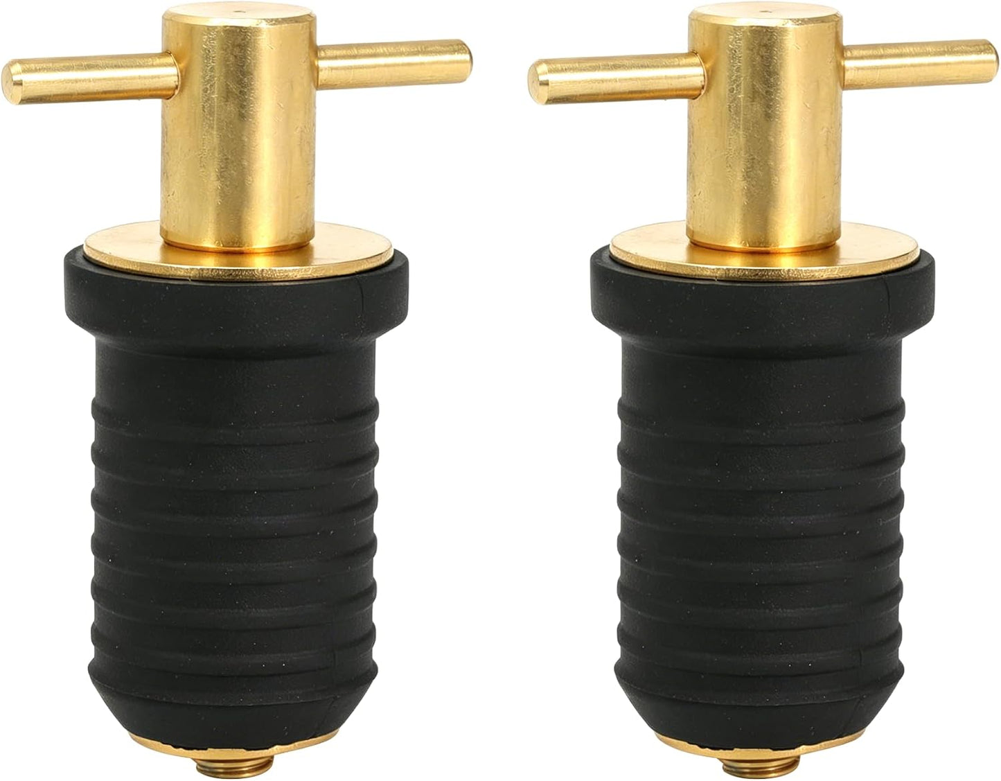 2 Pcs Boat Drain Plug With T Handle - Snap Rubber Plugs With Brass/Stainless Steel Handle - Marine Twist Accessories