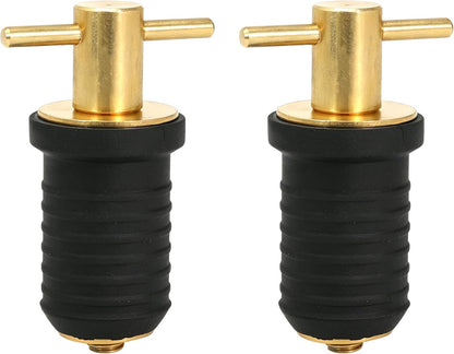 2 Pcs Boat Drain Plug With T Handle - Snap Rubber Plugs With Brass/Stainless Steel Handle - Marine Twist Accessories