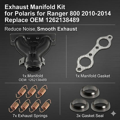 1262138489 Exhaust Manifold wit Exhaust Pipe Donut Gasket Seal Spring Kit for Polaris for Ranger 800 for Polaris for Ranger for Crew HD XP 800 4x4 EFI 2010-2014