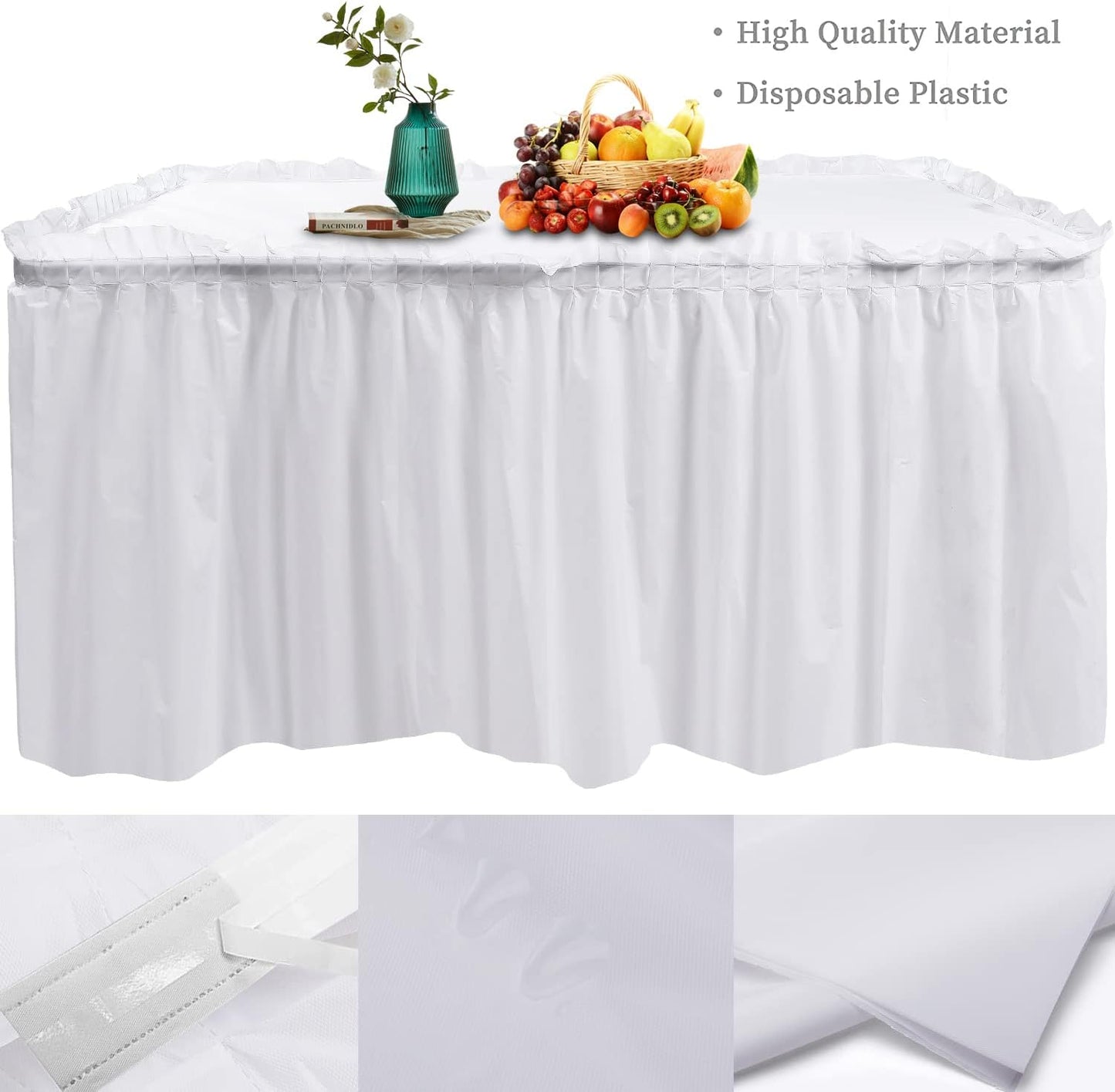 5 Pack Plastic Table Skirts for Rectangle Tables with 5 Pack Table Cloths, Blue Tableskirts and 54" x 108" Tablecloths, Disposable Tablecloth Skirt Table Covers for Party Birthday Baby Shower