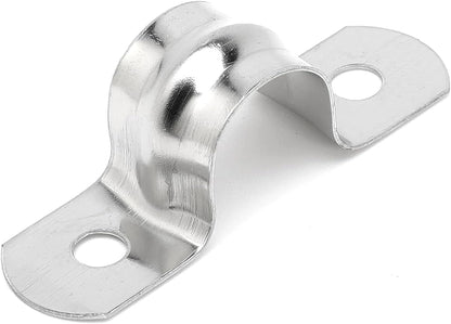 25pcs M12 304 Stainless Steel Rigid Pipe Strap Two Hole Cable Strap u Bracket Pipe Clamps Heavy Duty Pipe Fasten Holder for Tube, Pipe or Wire Cord Installation (25, 12MM（1/2"）)